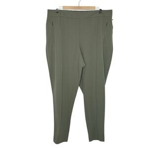 Calvin Klein Straight Leg Dress Pants Green Womens Size 16W Elastic Waist Career